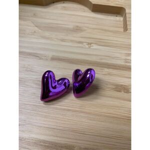 Metallic Heart Stud Earrings